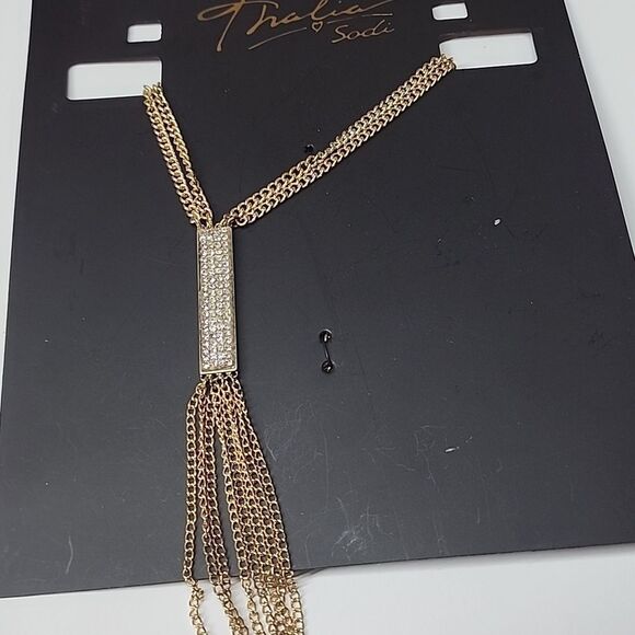 Thalia Sodi Necklace Gold Tine Rhinestone - Picture 1 of 4